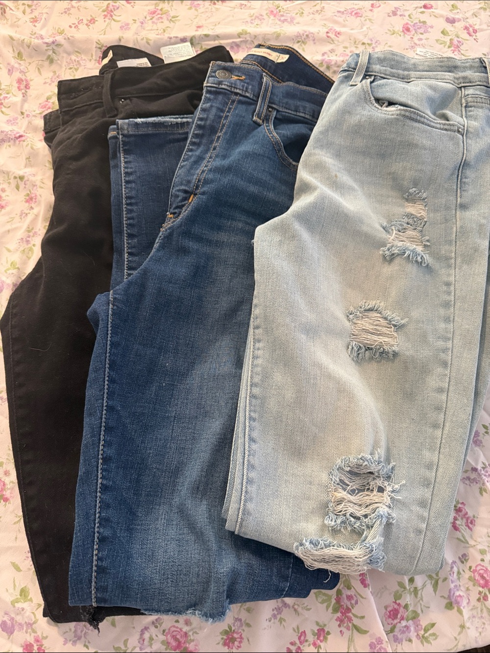 Women’s Jeans Pack - Light Blue Ripped, Medium Blue, Black